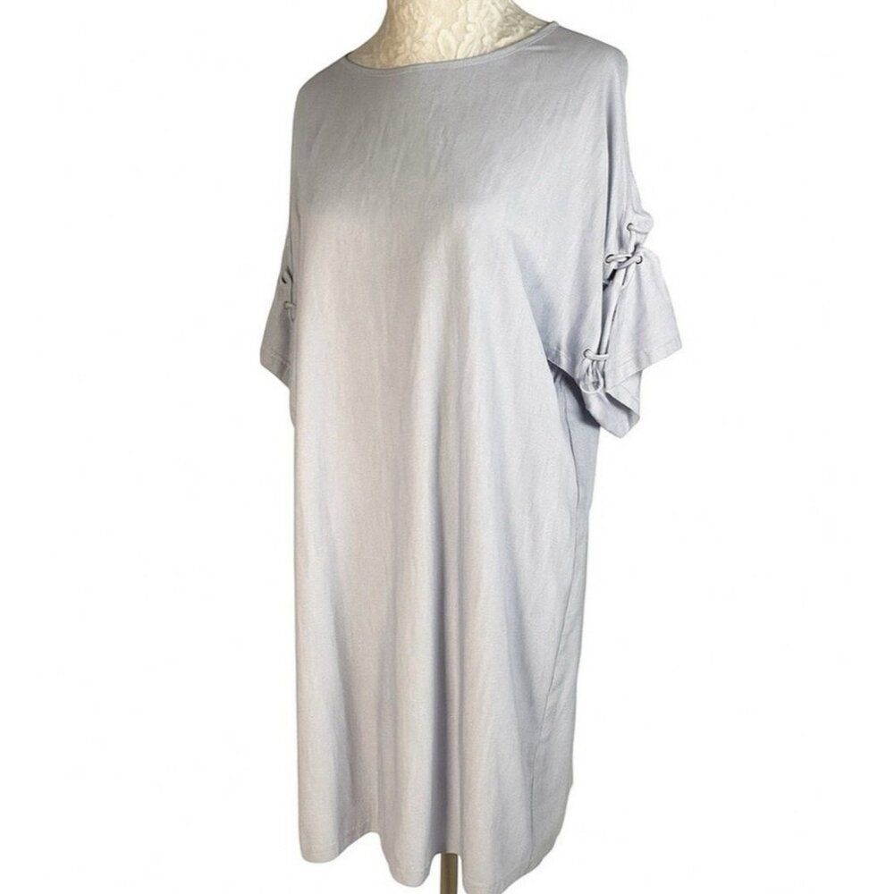 Madewell Women sz XL Blue White Light Striped Laced Sleeve Shirt Shift Dress